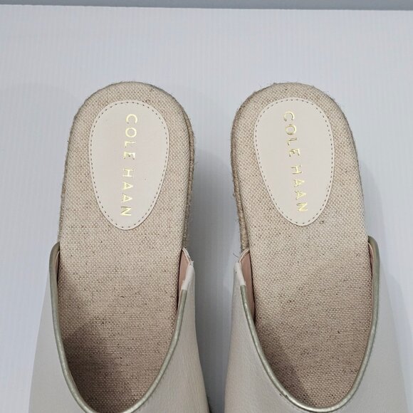 NEW Cole Haan Cloudfeel Southcrest Wedge Espadrille Mule Ivory Leather Size 11 - Picture 7 of 12
